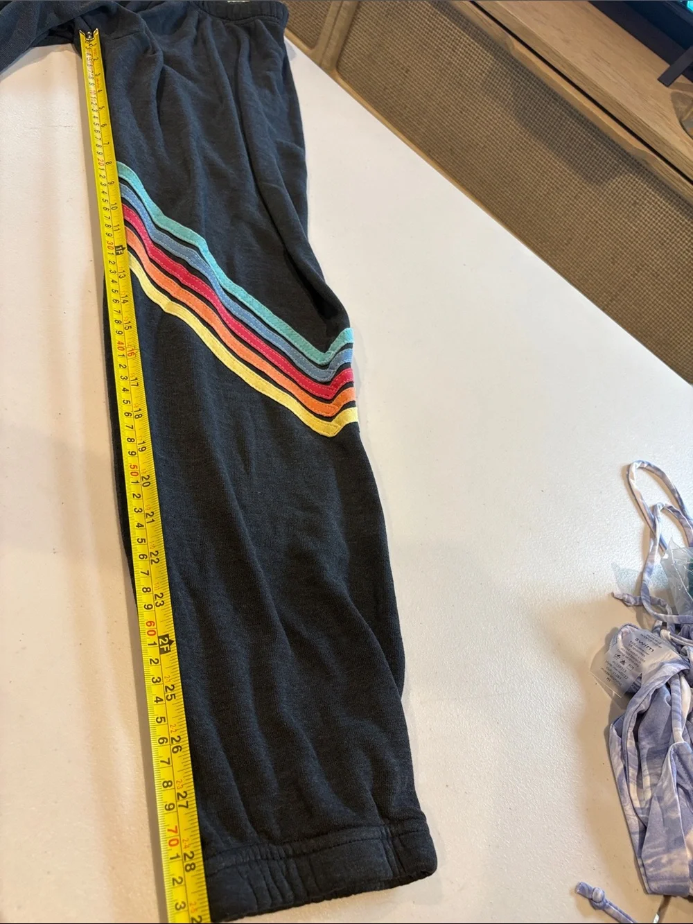 Aviator Nation - Women's Sweatpants. Rainbow Chevron Stripe Charcoal Gray Medium